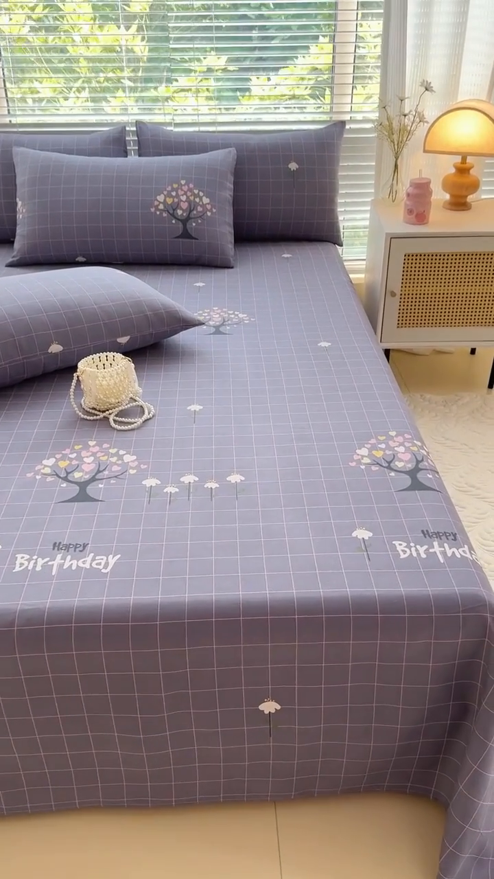 91家纺网 家纺一手货源 找家纺 仟网汇 2025新款老粗布床单粗布凉席老粗布单床单枕套单品 幸运树