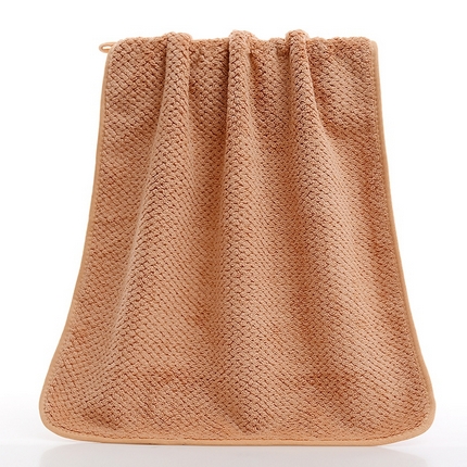 彩虹新款加厚加大珊瑚绒菠萝格方巾毛巾浴巾套装外贸跨境大浴巾吸水加厚大毛巾浴巾两件套 菠萝格毛巾棕色