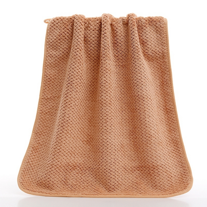 91家纺网 家纺一手货源 找家纺 彩虹新款加厚加大珊瑚绒菠萝格方巾毛巾浴巾套装外贸跨境大浴巾吸水加厚大毛巾浴巾两件套 菠萝格毛巾棕色