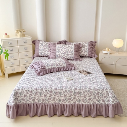 ME/ERA HOME寐时代 2025新款针织双层纱韩版床盖 紫郁