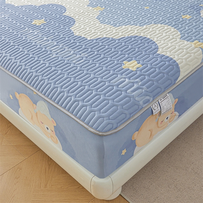 91家纺网 家纺一手货源 找家纺 雯豆2025夏季新品0.4乳胶凉席床笠款三件套凉感丝印花纯色床罩 乳胶床笠-晚安