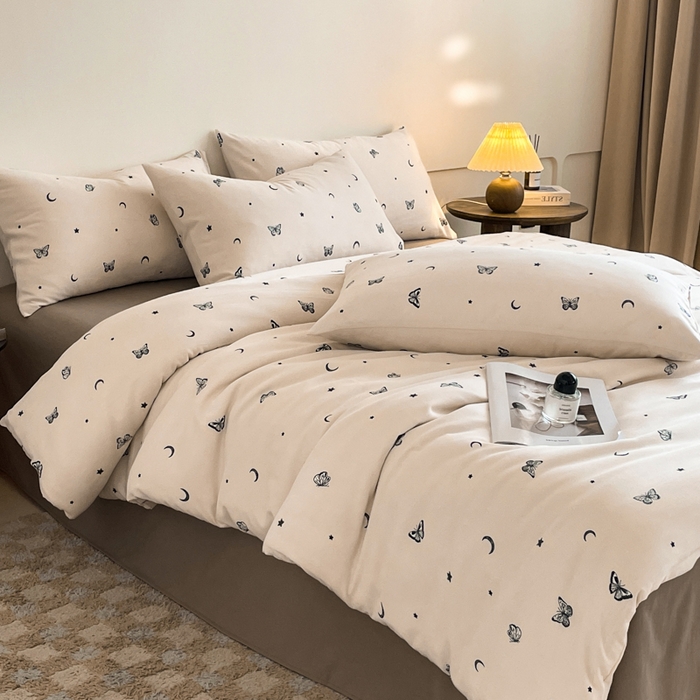 91家纺网 家纺一手货源 找家纺 诺梵家纺 2025新款有氧双层纱印花四件套 贝利