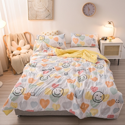 91家纺网 家纺一手货源 找家纺 （总）鑫贝阳 2025春夏新款纯色双拼A类凉感丝夏凉被