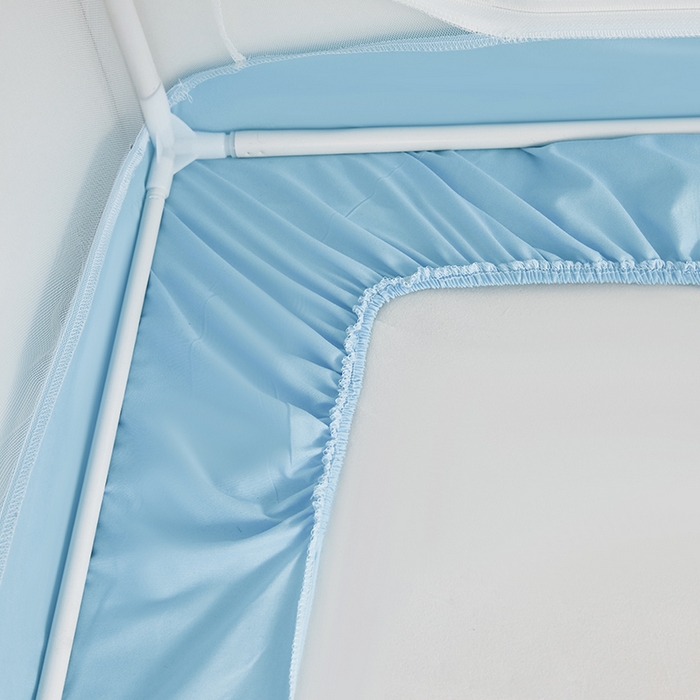 91家纺网 家纺一手货源 找家纺 安金蚊帐 2025新款子母床印花蚊帐防尘顶 铁艺宽高伸缩支架 腊肠狗