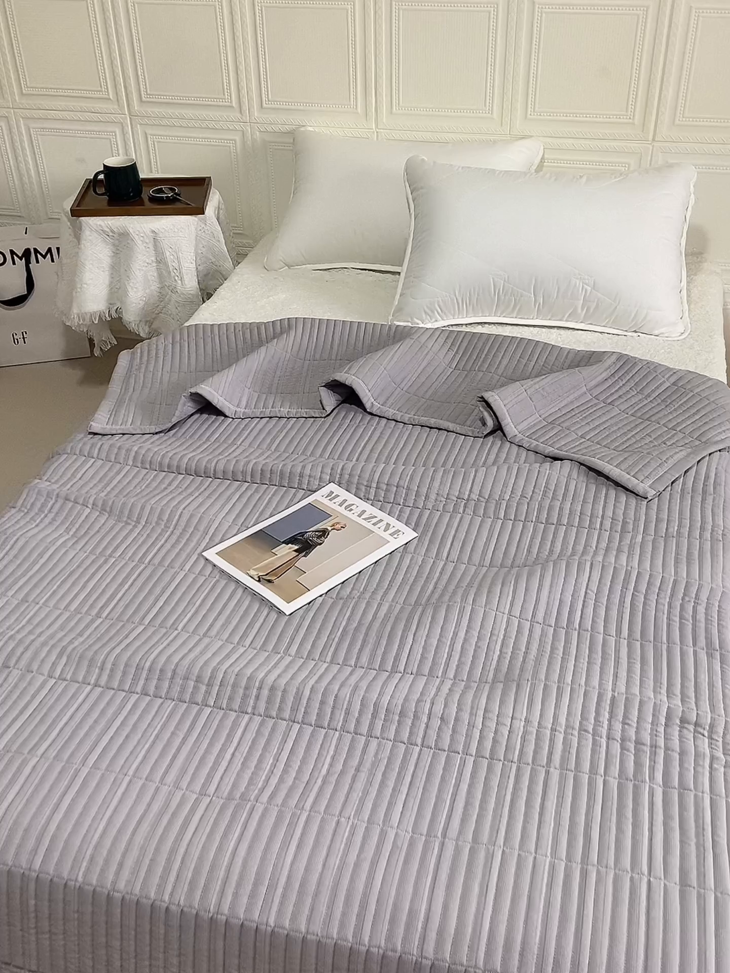 91家纺网 家纺一手货源 找家纺 卡奥家纺 2025新款有氧泡泡纱泡泡棉床盖夏被 银灰