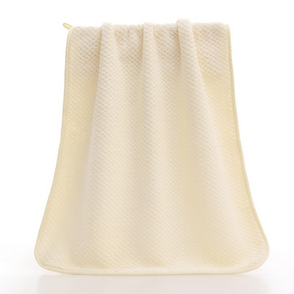 91家纺网 家纺一手货源 找家纺 彩虹新款加厚加大珊瑚绒菠萝格方巾毛巾浴巾套装外贸跨境大浴巾吸水加厚大毛巾浴巾两件套 菠萝格毛巾米白