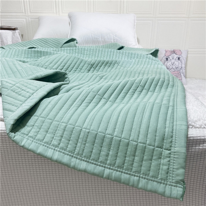 91家纺网 家纺一手货源 找家纺 卡奥家纺 2025新款有氧泡泡纱泡泡棉床盖夏被 绿色