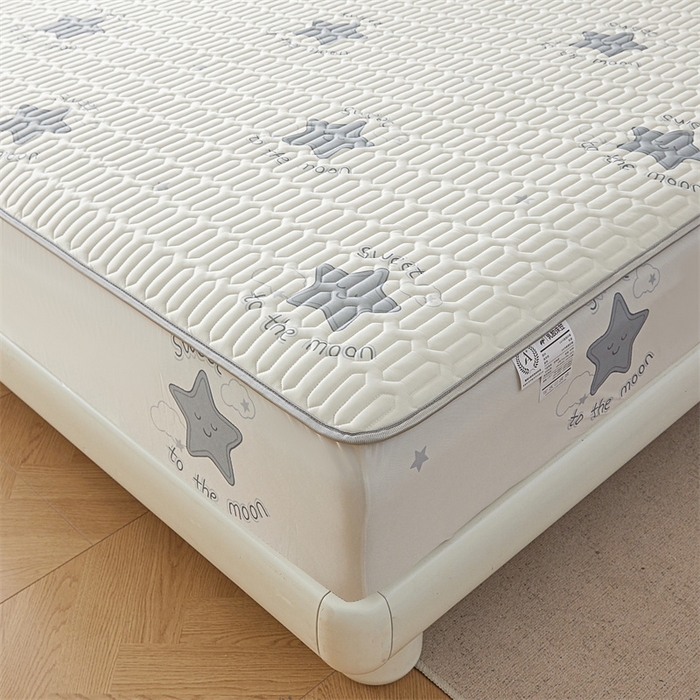 91家纺网 家纺一手货源 找家纺 雯豆2025夏季新品0.4乳胶凉席床笠款三件套凉感丝印花纯色床罩 乳胶床笠-简约星辰1