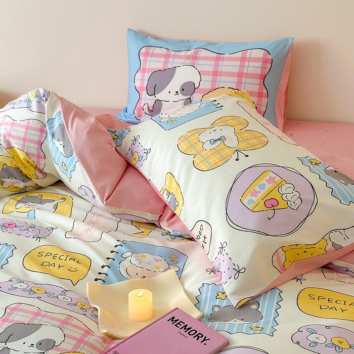 91家纺网 家纺一手货源 找家纺 典曼家纺 2025新款13372印花小清新四件套 动物城