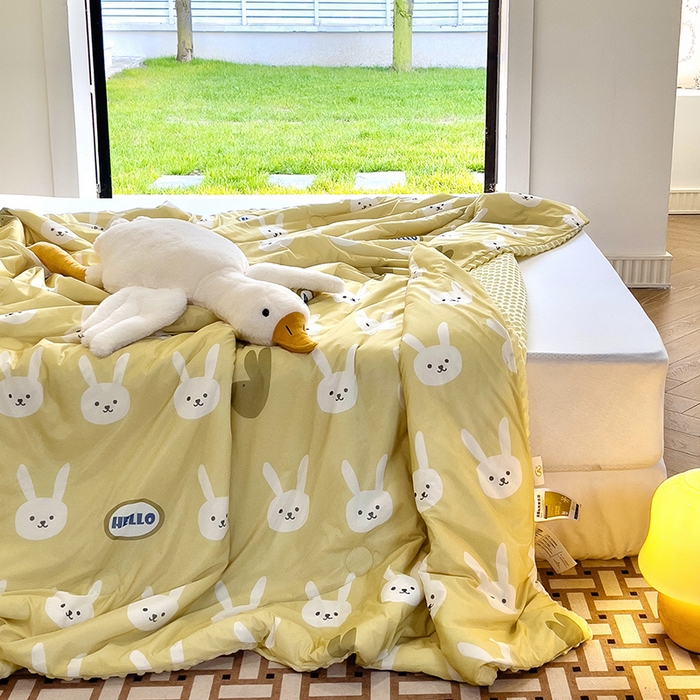 91家纺网 家纺一手货源 找家纺 绒梦里 2025新款A类小凉皮凉感冰豆豆夏被空调被 HELLO兔