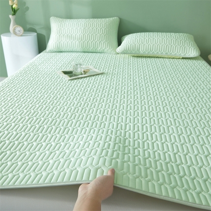 雯豆2025夏季新品0.4乳胶凉席平铺款三件套凉感丝席梦思床罩 乳胶凉席-青柠绿
