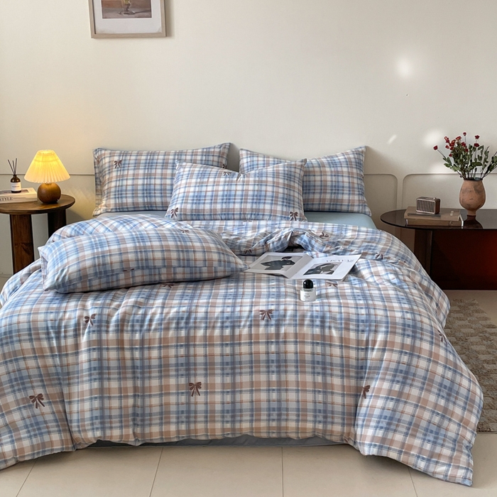 91家纺网 家纺一手货源 找家纺 诺梵家纺 2025新款有氧双层纱印花四件套 妮卡