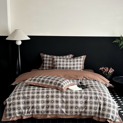 91家纺网 家纺一手货源 找家纺 馨蕊家居 2025新款100S澳棉数码印花摩登系列四件套 摩登-奶咖