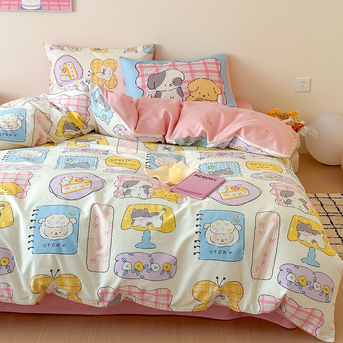 91家纺网 家纺一手货源 找家纺 典曼家纺 2025新款13372印花小清新四件套 动物城