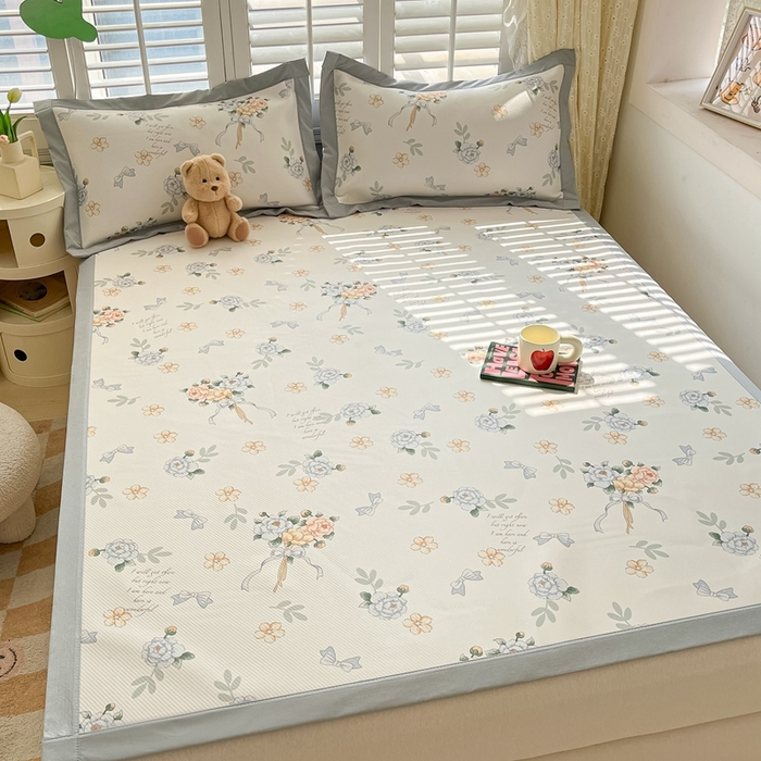 91家纺网 家纺一手货源 找家纺 星座家纺 2025新款大斜纹复合冰丝凉席-床席款 拈花湾兰