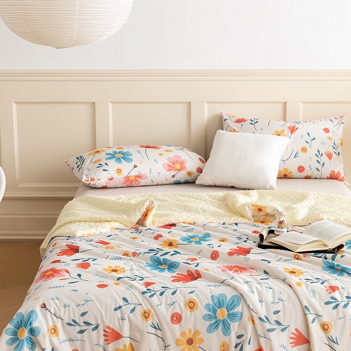 91家纺网 家纺一手货源 找家纺 绒梦里 2025新款A类小凉皮凉感冰豆豆夏被空调被 繁花