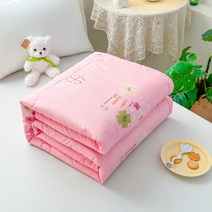 91家纺网 家纺一手货源 找家纺 好欣怡家纺 2026新款生态棉夏被礼品被空调被直播引流款夏凉被子 生态棉包边款-粉色