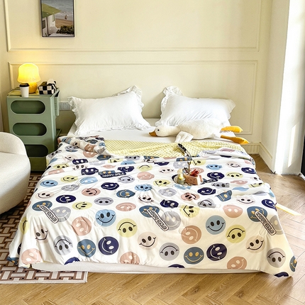 绒梦里 2025新款A类小凉皮凉感冰豆豆夏被空调被 快乐笑脸
