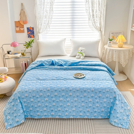好欣怡家纺 2026新款生态棉夏被礼品被空调被直播引流款夏凉被子 生态棉包边款-蓝色小花