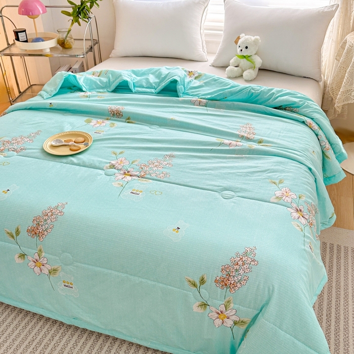 91家纺网 家纺一手货源 找家纺 好欣怡家纺 2026新款生态棉夏被礼品被空调被直播引流款夏凉被子 生态棉包边款-薄荷绿