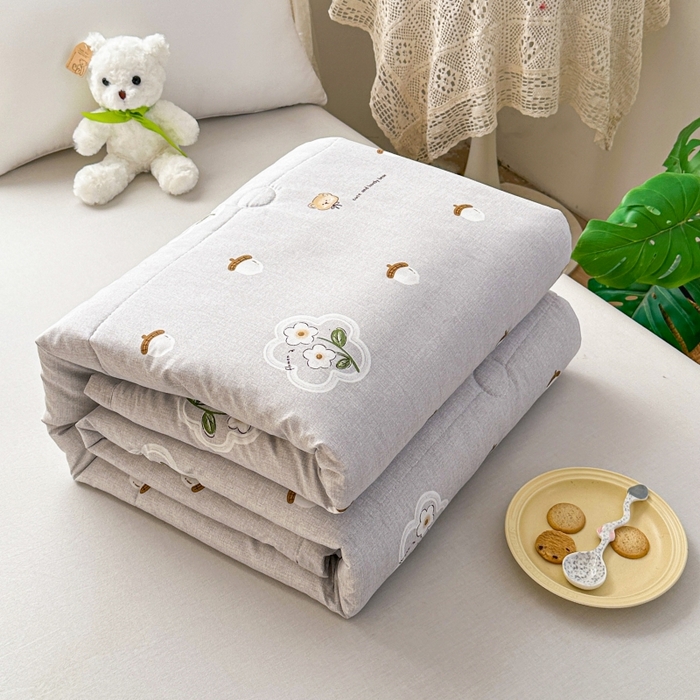 91家纺网 家纺一手货源 找家纺 好欣怡家纺 2026新款生态棉夏被礼品被空调被直播引流款夏凉被子 生态棉包边款-灰色