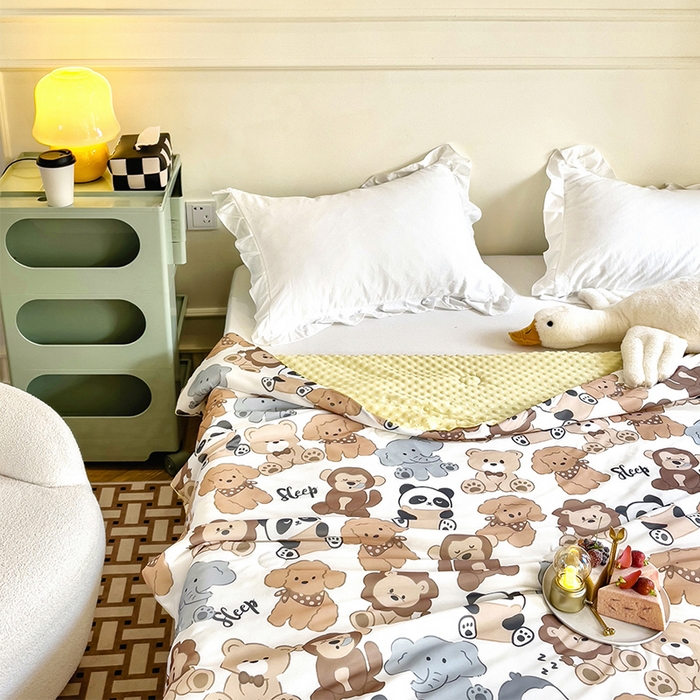 91家纺网 家纺一手货源 找家纺 绒梦里 2025新款A类小凉皮凉感冰豆豆夏被空调被 宠物派