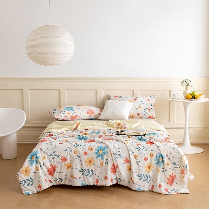 91家纺网 家纺一手货源 找家纺 绒梦里 2025新款A类小凉皮凉感冰豆豆夏被空调被 繁花