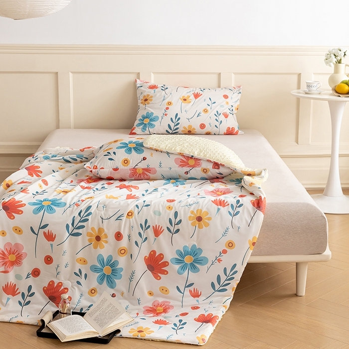 91家纺网 家纺一手货源 找家纺 绒梦里 2025新款A类小凉皮凉感冰豆豆夏被空调被 繁花