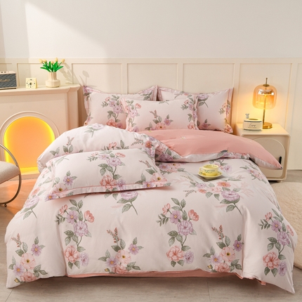 润淳 2025全棉正宗13376四件套精梳棉印花纯棉三件套13372全棉四件套 落花