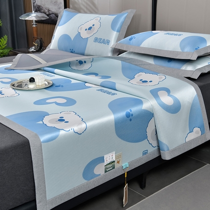 91家纺网 家纺一手货源 找家纺 2025新款加厚款-碳光凉感印花冰丝席系列 贝贝熊