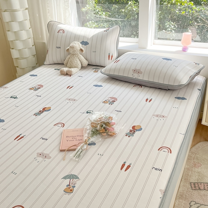 91家纺网 家纺一手货源 找家纺 星座家纺 2025新款大斜纹复合冰丝凉席-床笠款 悠悠小元-床笠款