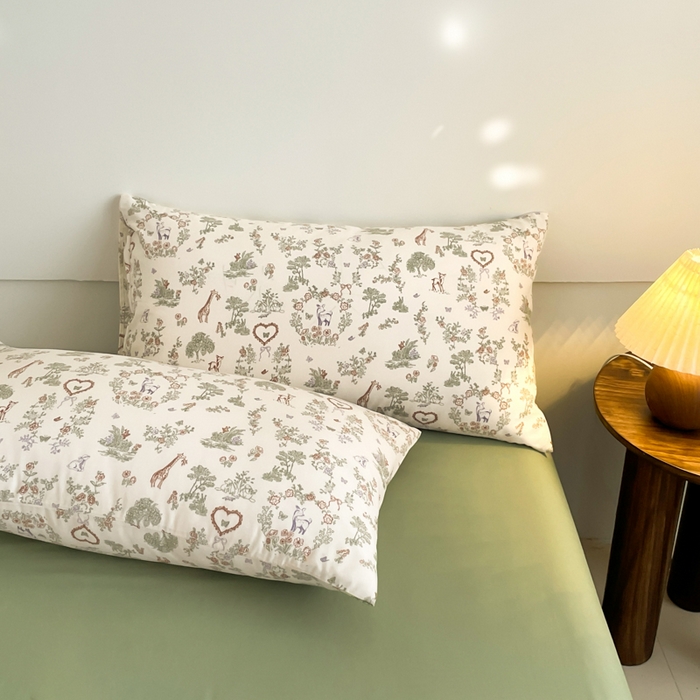 91家纺网 家纺一手货源 找家纺 诺梵家纺 2025新款有氧双层纱印花四件套 丛林絮语