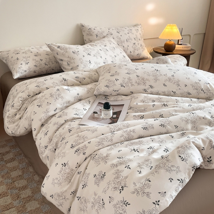 91家纺网 家纺一手货源 找家纺 诺梵家纺 2025新款有氧双层纱印花四件套 沉香