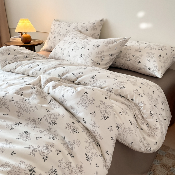 91家纺网 家纺一手货源 找家纺 诺梵家纺 2025新款有氧双层纱印花四件套 沉香