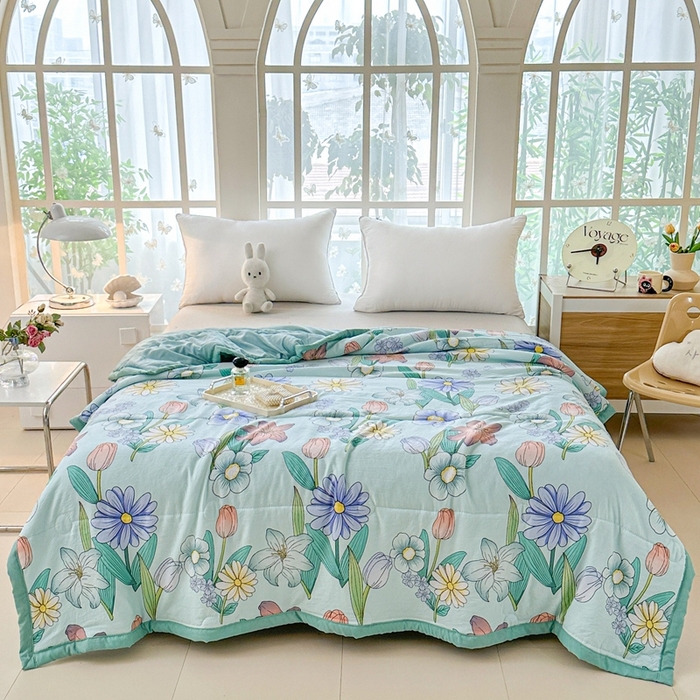 91家纺网 家纺一手货源 找家纺 （总）好欣怡家纺 2025新款水洗棉夏被空调被被子被芯印花小清新夏凉被直播热款