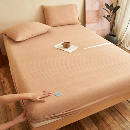 寐绸家纺 2025新款双层纱人字斜提花单床笠 人字斜床笠-浅棕