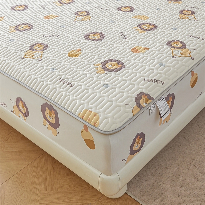 91家纺网 家纺一手货源 找家纺 雯豆2025夏季新品0.4乳胶凉席床笠款三件套凉感丝印花纯色床罩 乳胶床笠小狮子