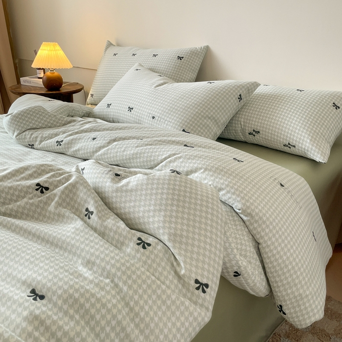 91家纺网 家纺一手货源 找家纺 诺梵家纺 2025新款有氧双层纱印花四件套 安琪拉