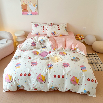 91家纺网 家纺一手货源 找家纺 典曼家纺 2025新款13372印花小清新四件套 小眠宝