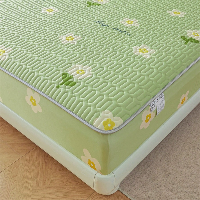 91家纺网 家纺一手货源 找家纺 （总）雯豆2025夏季新品0.4乳胶凉席床笠款三件套凉感丝印花纯色床罩