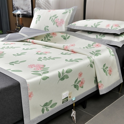 2025新款加厚款-碳光凉感印花冰丝席系列 花间集