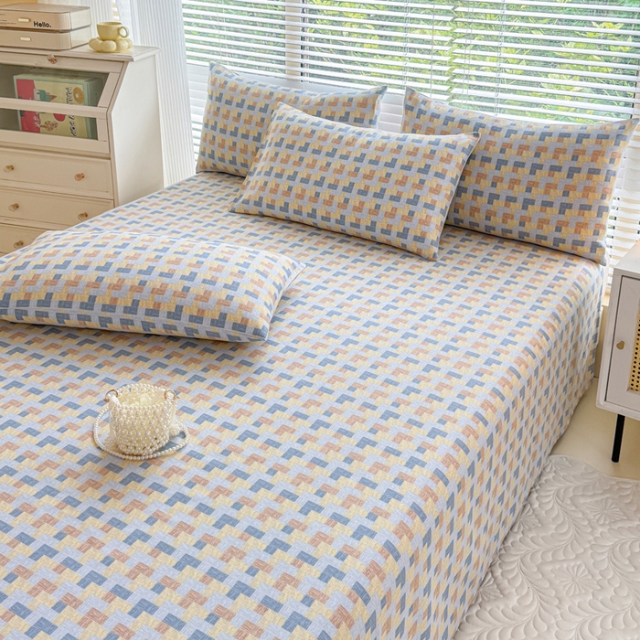 91家纺网 家纺一手货源 找家纺 仟网汇 2025新款老粗布床单粗布凉席老粗布单床单枕套单品 千鸟格