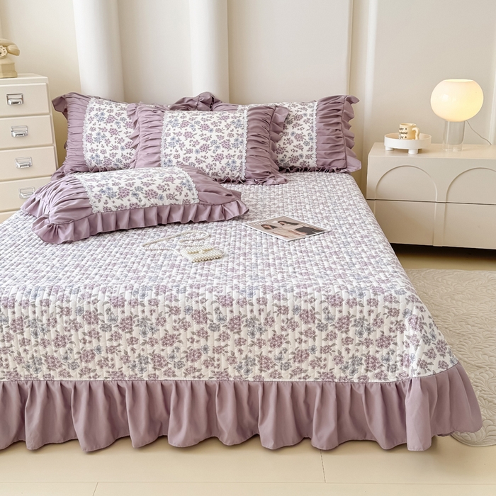 91家纺网 家纺一手货源 找家纺 ME/ERA HOME寐时代 2025新款针织双层纱韩版四件套 紫郁