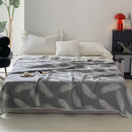 91家纺网 家纺一手货源 找家纺 爱港家纺 2025新款全棉A类六层纱布毛巾被 夏被 羽毛灰