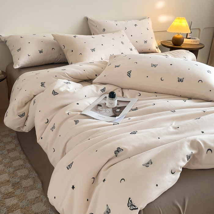 91家纺网 家纺一手货源 找家纺 诺梵家纺 2025新款有氧双层纱印花四件套 贝利