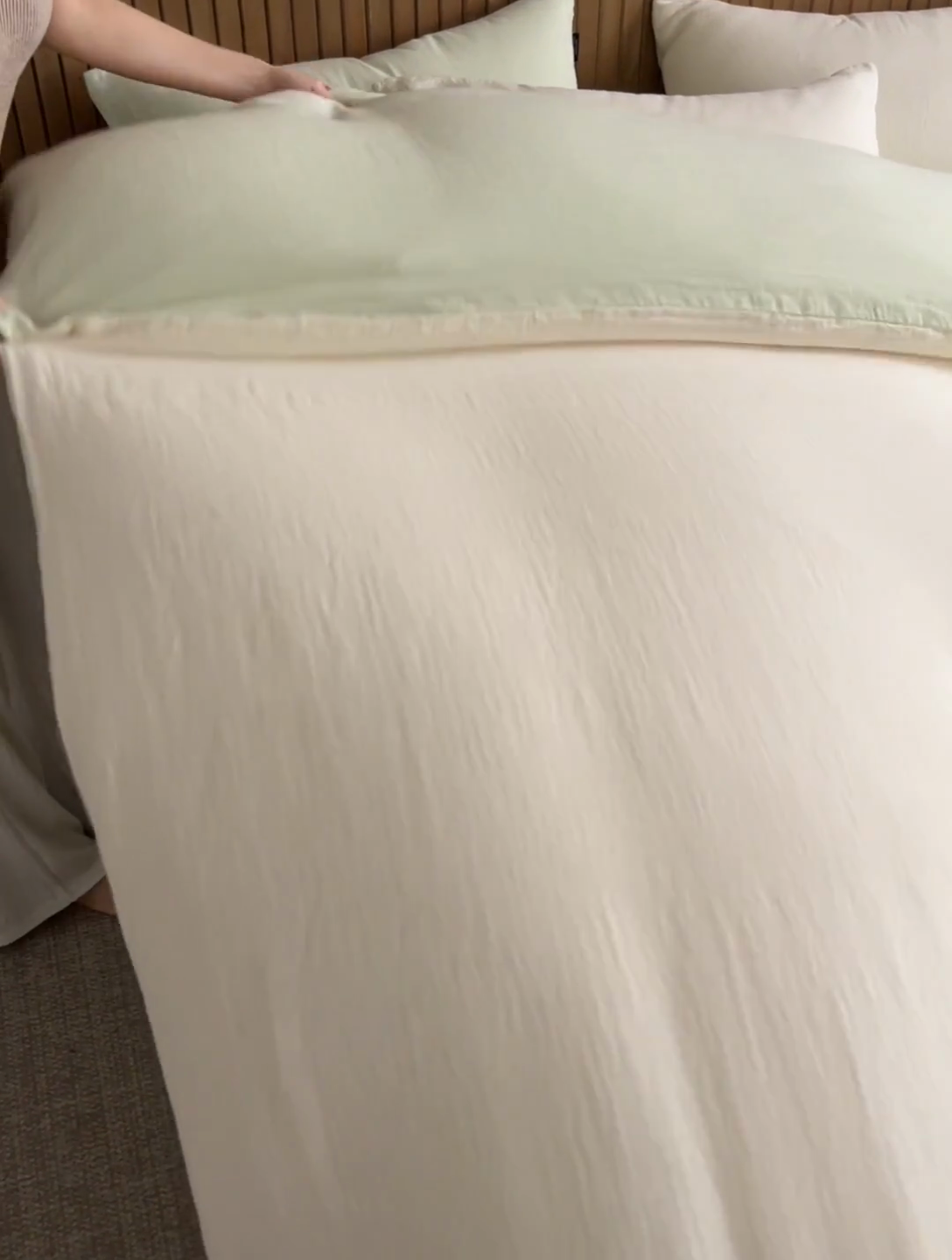 91家纺网 家纺一手货源 找家纺 宜代光年 2025新款全棉纯棉享云棉纯色暗合系列四件套 云享棉-青绿