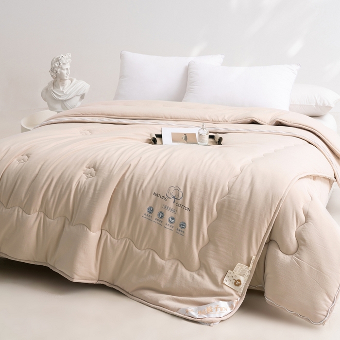 91家纺网 家纺一手货源 找家纺 易睡 2025新款A类水洗棉新疆棉花被子母被 驼色