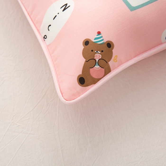 91家纺网 家纺一手货源 找家纺 萌番宝 A类新款60支长绒棉纯棉儿童枕套枕头 琦琦熊