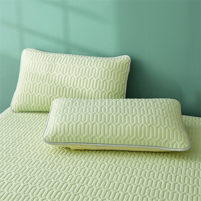 91家纺网 家纺一手货源 找家纺 雯豆2025夏季新品0.4乳胶凉席床笠款三件套凉感丝纯色席梦思床罩 纯色乳胶床笠-丁香绿