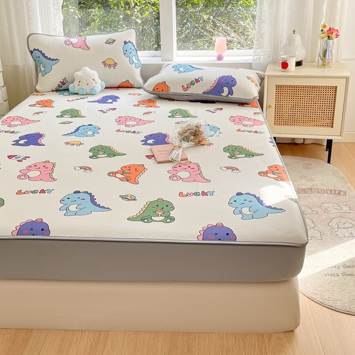 91家纺网 家纺一手货源 找家纺 星座家纺 2025新款大斜纹复合冰丝凉席-床笠款 七彩龙-床笠款